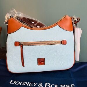 Dooney & Bourke Pebble Collection Hobo Shoulder Bag in Pale Blue Genuine Leather